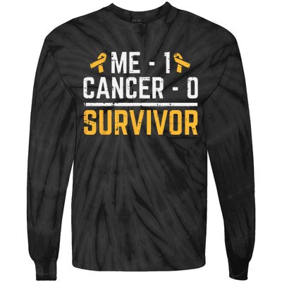 Me 1 Childhood Cancer 0 Survivor Awareness Tie-Dye Long Sleeve Shirt