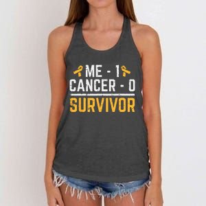 Me 1 Childhood Cancer 0 Survivor Awareness Women's Knotted Racerback Tank