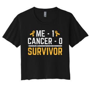 Me 1 Childhood Cancer 0 Survivor Awareness Women's Crop Top Tee