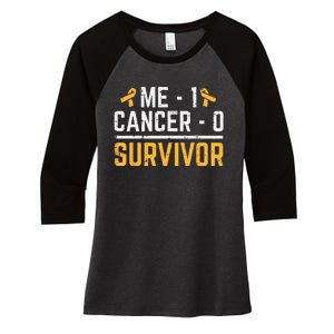 Me 1 Childhood Cancer 0 Survivor Awareness Women's Tri-Blend 3/4-Sleeve Raglan Shirt