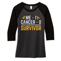 Me 1 Childhood Cancer 0 Survivor Awareness Women's Tri-Blend 3/4-Sleeve Raglan Shirt