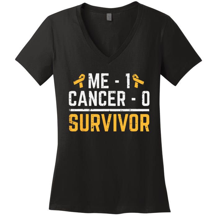 Me 1 Childhood Cancer 0 Survivor Awareness Women's V-Neck T-Shirt