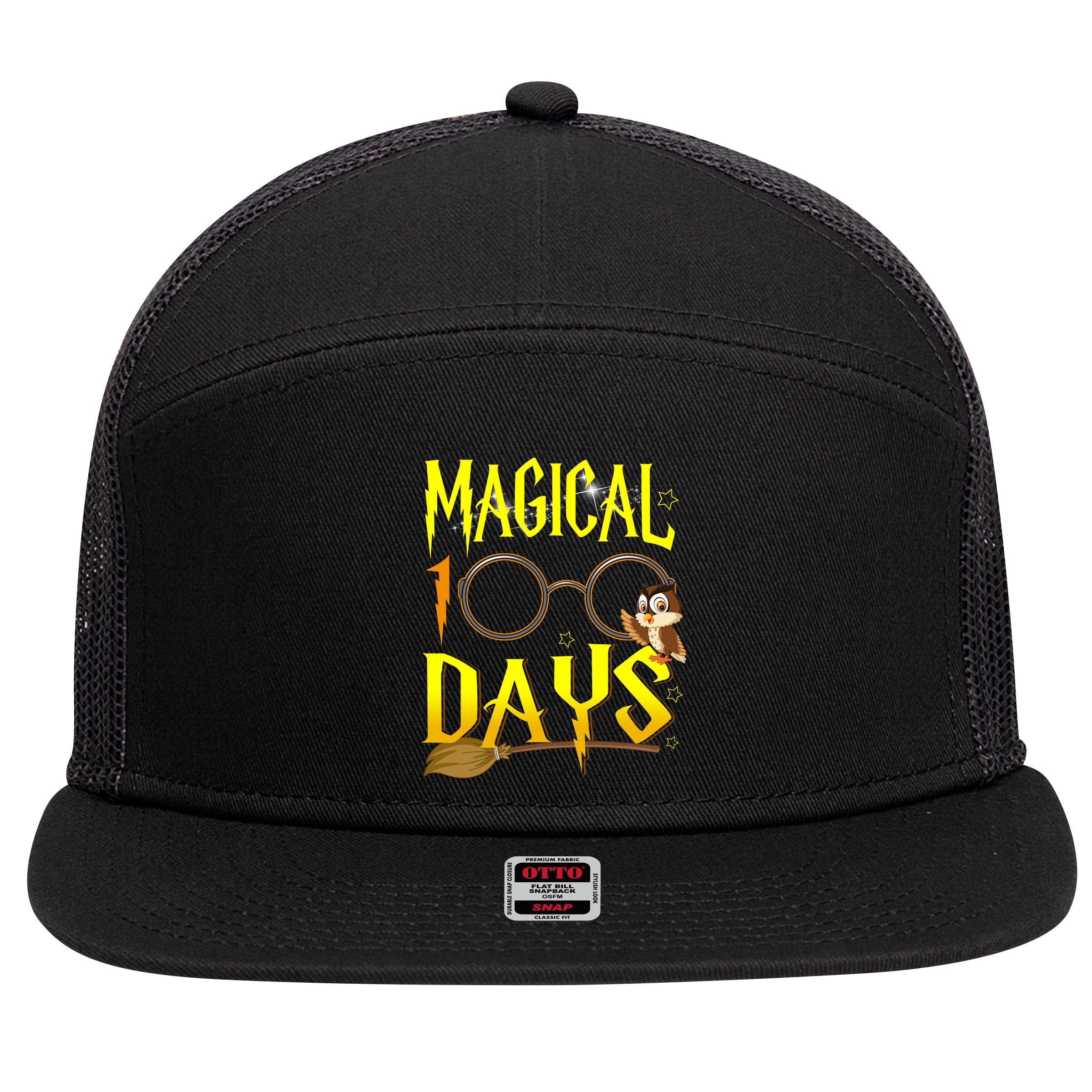 Magical 100 Days Of School 7 Panel Mesh Trucker Snapback Hat