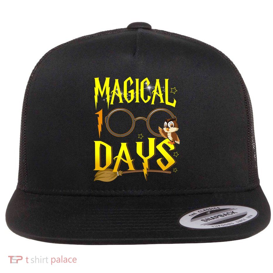 Magical 100 Days Of School Flat Bill Trucker Hat