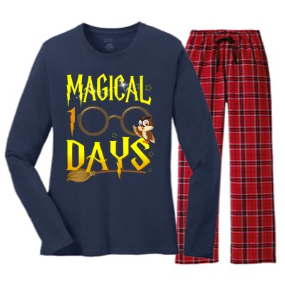 Magical 100 Days Of School Women's Long Sleeve Flannel Pajama Set 