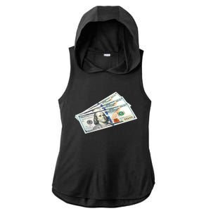 Money $100 Dollar Bills Bill Baller Big Ben Franklin Ladies PosiCharge Tri-Blend Wicking Draft Hoodie Tank