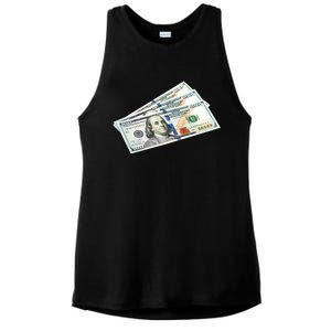 Money $100 Dollar Bills Bill Baller Big Ben Franklin Ladies PosiCharge Tri-Blend Wicking Tank