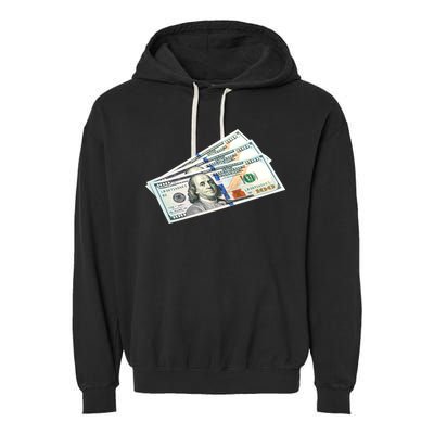 Money $100 Dollar Bills Bill Baller Big Ben Franklin Garment-Dyed Fleece Hoodie