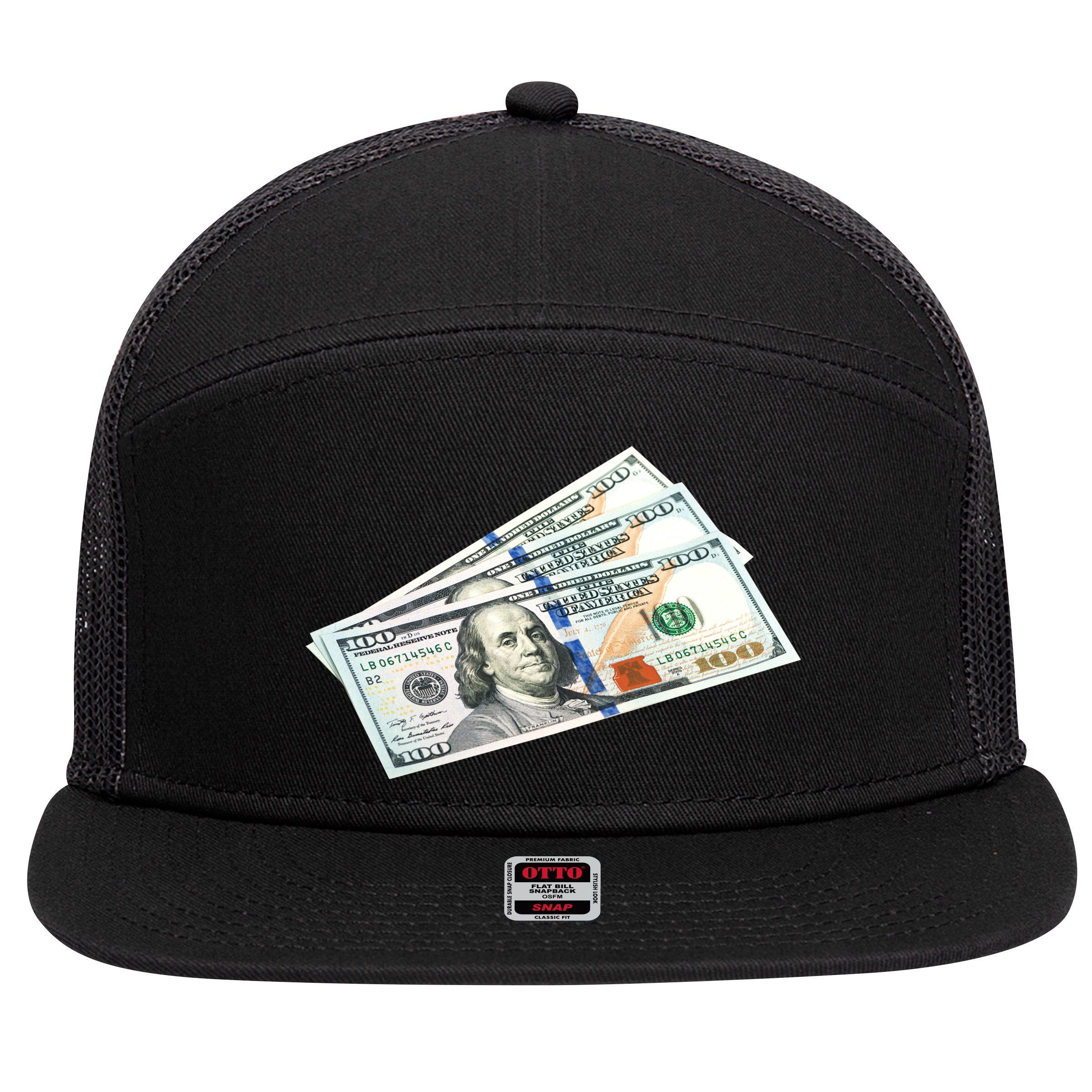 Money $100 Dollar Bills Bill Baller Big Ben Franklin 7 Panel Mesh Trucker Snapback Hat