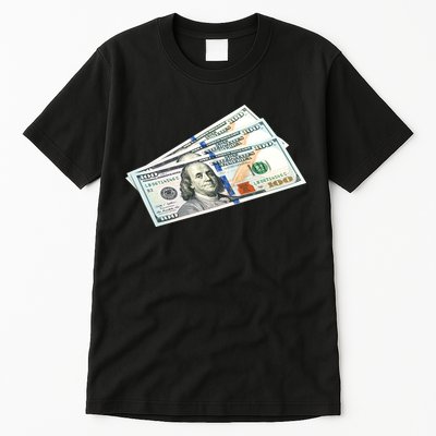 Money $100 Dollar Bills Bill Baller Big Ben Franklin Tall T-Shirt