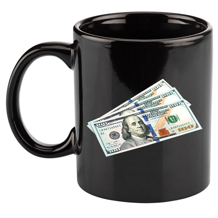Money $100 Dollar Bills Bill Baller Big Ben Franklin 11oz C Handle Ceramic Mug