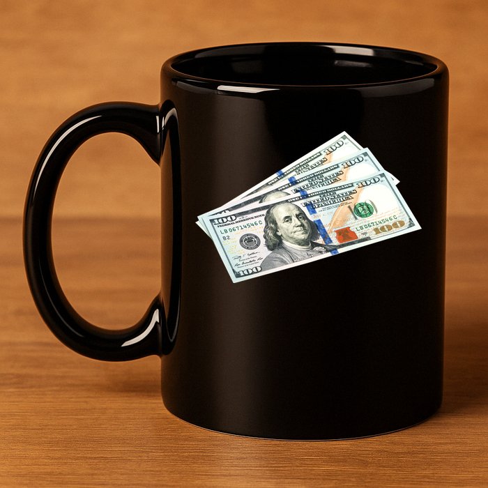 Money $100 Dollar Bills Bill Baller Big Ben Franklin 11oz C Handle Ceramic Mug