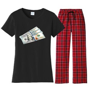 Money $100 Dollar Bills Bill Baller Big Ben Franklin Women's Flannel Pajama Set