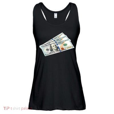Money $100 Dollar Bills Bill Baller Big Ben Franklin Ladies Essential Flowy Tank