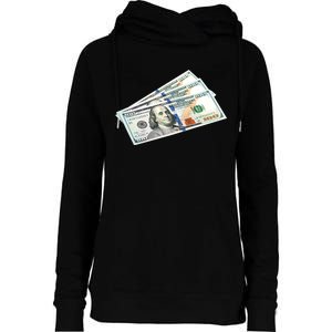 Money $100 Dollar Bills Bill Baller Big Ben Franklin Womens Funnel Neck Pullover Hood