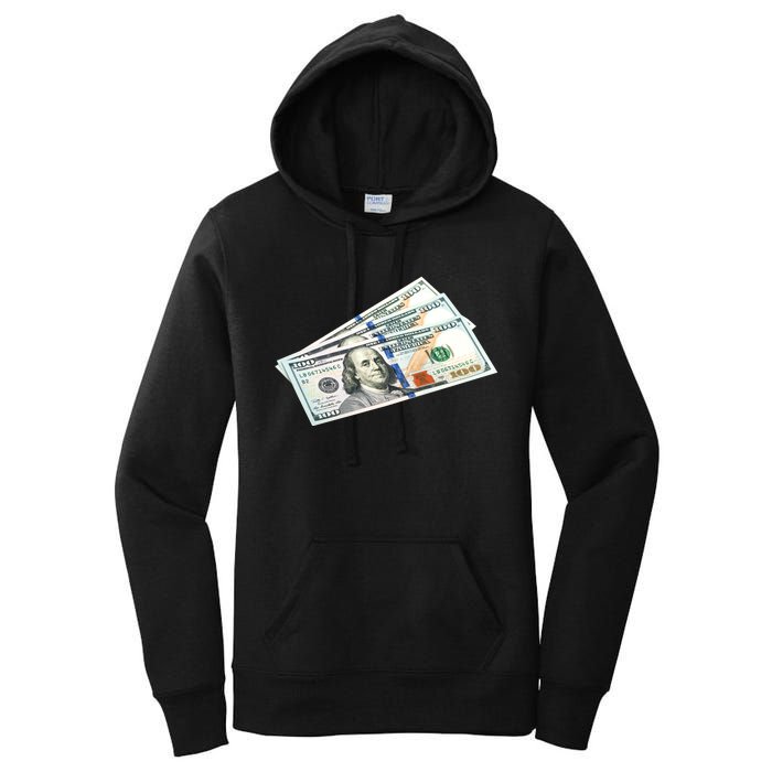 Money $100 Dollar Bills Bill Baller Big Ben Franklin Women's Pullover Hoodie