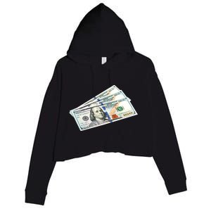 Money $100 Dollar Bills Bill Baller Big Ben Franklin Crop Fleece Hoodie