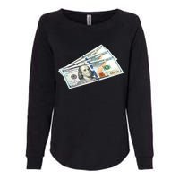 Money $100 Dollar Bills Bill Baller Big Ben Franklin Womens California Wash Sweatshirt