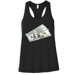 Money $100 Dollar Bills Bill Baller Big Ben Franklin Women's Racerback Tank