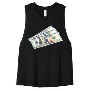 Money $100 Dollar Bills Bill Baller Big Ben Franklin Women's Racerback Cropped Tank