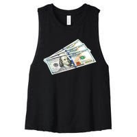 Money $100 Dollar Bills Bill Baller Big Ben Franklin Women's Racerback Cropped Tank