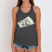 Money $100 Dollar Bills Bill Baller Big Ben Franklin Women's Knotted Racerback Tank