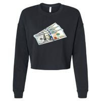 Money $100 Dollar Bills Bill Baller Big Ben Franklin Cropped Pullover Crew