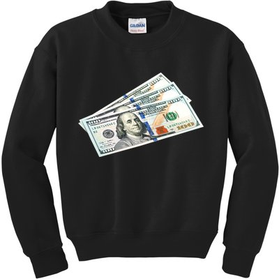 Money $100 Dollar Bills Bill Baller Big Ben Franklin Kids Sweatshirt