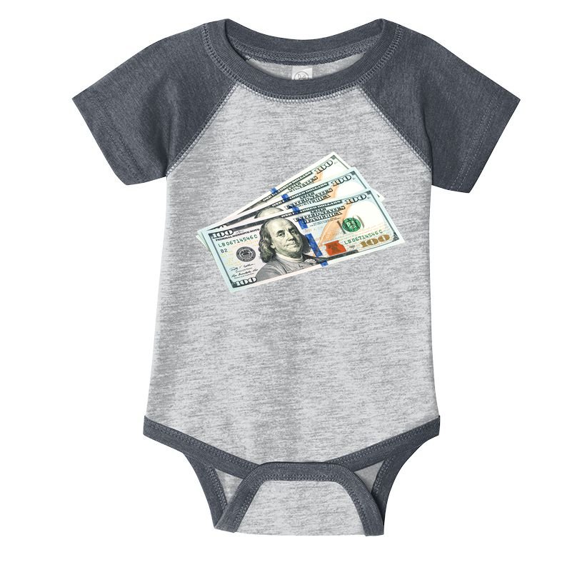 Money $100 Dollar Bills Bill Baller Big Ben Franklin Infant Baby Jersey Bodysuit