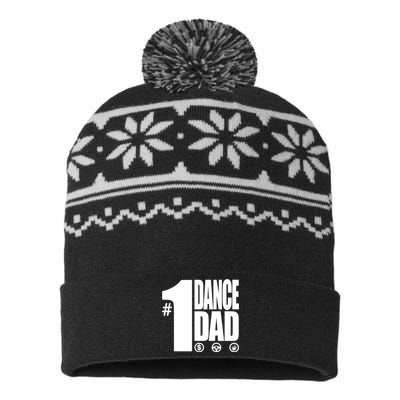 Mens #1 Dance Dad With Front And Back Design Premium USA-Made Snowflake Beanie