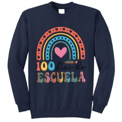 Maestra 100 DíAs De Escuela 100 Days Of School Spanish Tall Sweatshirt