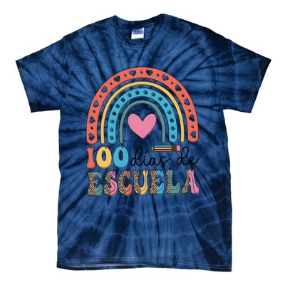 Maestra 100 DíAs De Escuela 100 Days Of School Spanish Tie-Dye T-Shirt