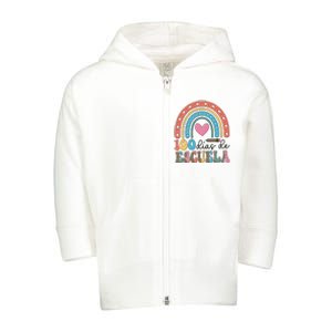 Maestra 100 DíAs De Escuela 100 Days Of School Spanish Toddler Zip Fleece Hoodie