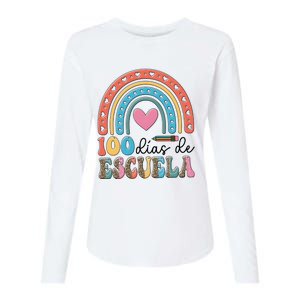 Maestra 100 DíAs De Escuela 100 Days Of School Spanish Womens Cotton Relaxed Long Sleeve T-Shirt