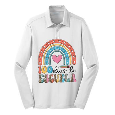 Maestra 100 DíAs De Escuela 100 Days Of School Spanish Silk Touch Performance Long Sleeve Polo