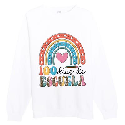 Maestra 100 DíAs De Escuela 100 Days Of School Spanish Premium Crewneck Sweatshirt