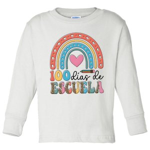 Maestra 100 DíAs De Escuela 100 Days Of School Spanish Toddler Long Sleeve Shirt