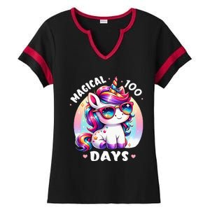 Magical 100 Days Of School Ladies Halftime Notch Neck Tee