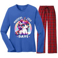 Magical 100 Days Of School Women's Long Sleeve Flannel Pajama Set 