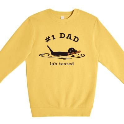 Men 1 Dad Lab Tested Pun Labrador Retriever Dog Owner Premium Crewneck Sweatshirt