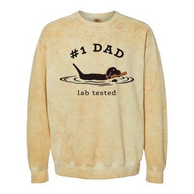 Men 1 Dad Lab Tested Pun Labrador Retriever Dog Owner Colorblast Crewneck Sweatshirt