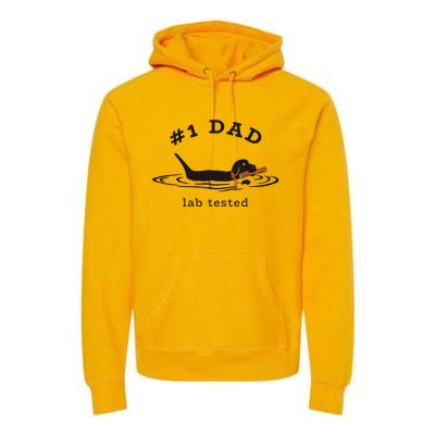 Men 1 Dad Lab Tested Pun Labrador Retriever Dog Owner Premium Hoodie