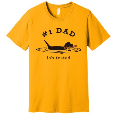 Men 1 Dad Lab Tested Pun Labrador Retriever Dog Owner Premium T-Shirt