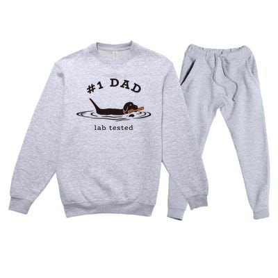 Men 1 Dad Lab Tested Pun Labrador Retriever Dog Owner Premium Crewneck Sweatsuit Set