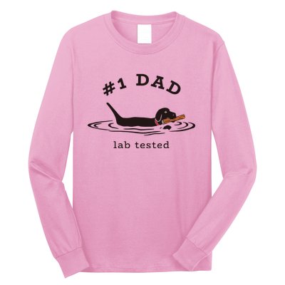 Men 1 Dad Lab Tested Pun Labrador Retriever Dog Owner Long Sleeve Shirt