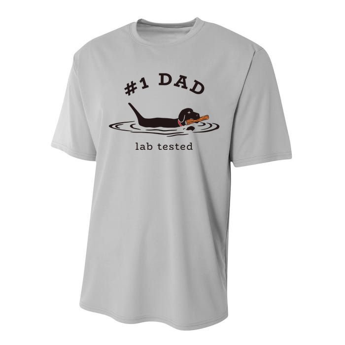 Men 1 Dad Lab Tested Pun Labrador Retriever Dog Owner Performance Sprint T-Shirt