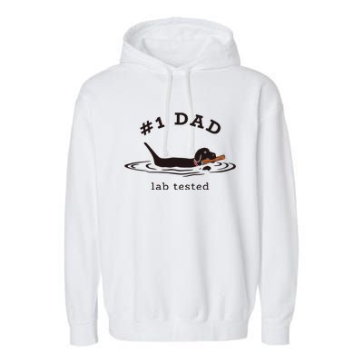 Men 1 Dad Lab Tested Pun Labrador Retriever Dog Owner Garment-Dyed Fleece Hoodie