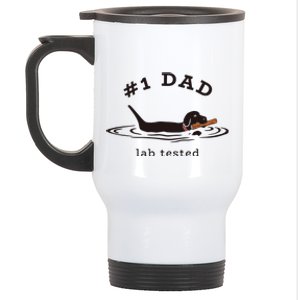 Men 1 Dad Lab Tested Pun Labrador Retriever Dog Owner Stainless Steel Travel Mug