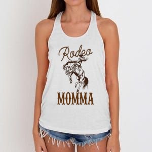 Momma 1st First Birthday Cowboy Mom Western Rodeo Party Women's Knotted Racerback Tank