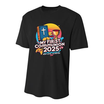 My 1st First Communion 2025 Video Game Controller Youth Performance Sprint T-Shirt